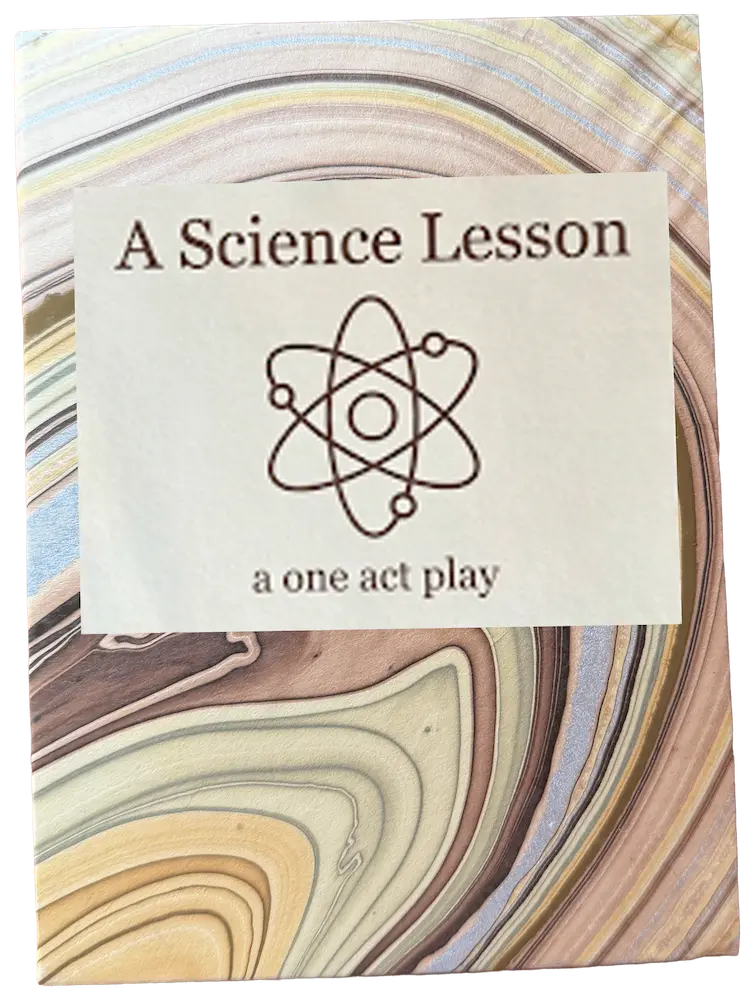 A custom bound book labeled "A Science Lesson."