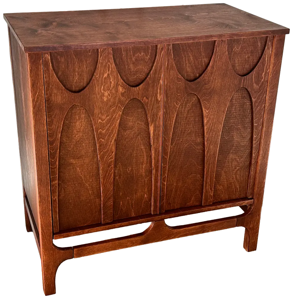 A wooden bar cabinet.