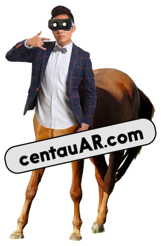 A centauar in a blazer wearing a VR headset