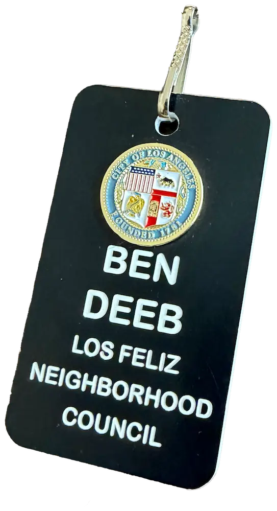Ben Deeb's official Los Feliz Neighborhood Council Badge.