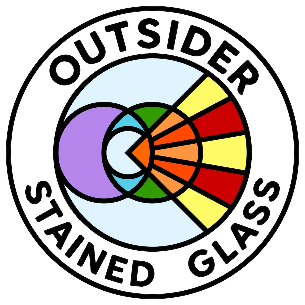 The Outsider Stained Glass Logo.